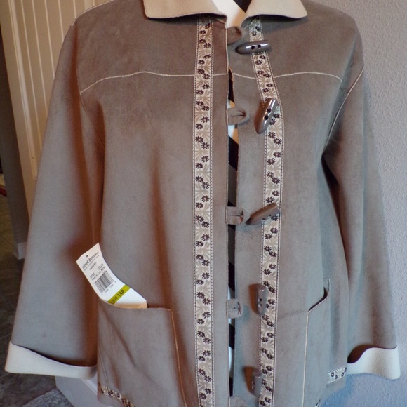 NWT Alfred Dunner 14 Petite Large Mocha Jacket